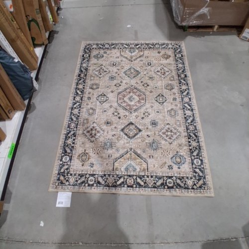 WASH LUXE GEOMETRIC AREA RUG - 5FT X 7FT - BEIGE, NAVY, AND MULTICOLOUR (ITEM: TNC-33690) image 2