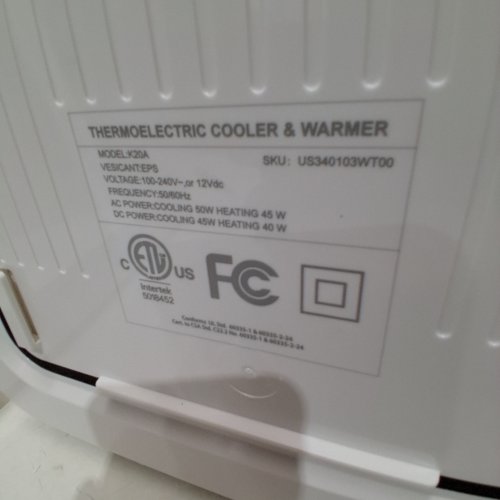 THERMOELECTRIC COOLER & WARMER - 100-240 V AC / 12 V DC; 50W COOLING, 45W HEATING AC; 45W COOLING, 40W HEATING DC - WHITE (MODEL: K20A) image 3