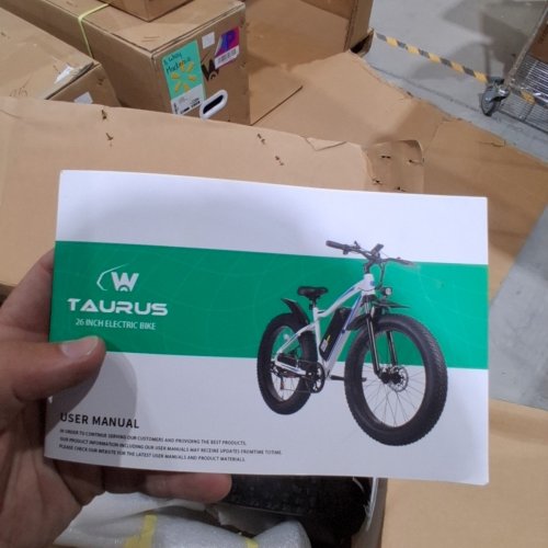 C INVERTER TAURUS ELECTRIC OFFROAD BIKE WITH 4" FAT TIRES, LOCKABLE SUSPENSION, & REMOVABLE BATTERY - 1000W, 32KM/H, 26" WHEELS - WHITE/BLUE image 10