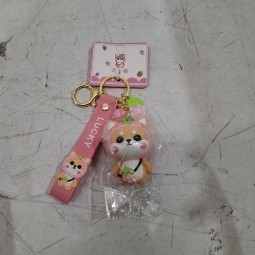 STRAWBERRY SHIBA KEYCHAIN CHARM - PINK image 2