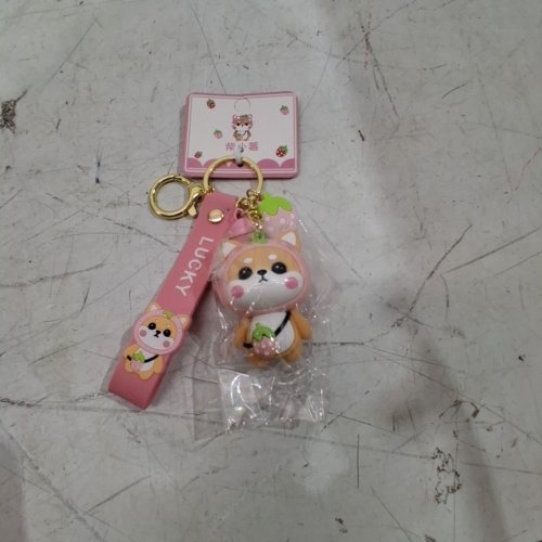 STRAWBERRY SHIBA KEYCHAIN CHARM - PINK image 3