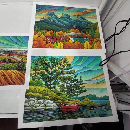 4 ASSORTED RURAL LANDSCAPE ART PRINTS ON CARDSTOCK FROM VARIOUS ARTISTS - MULTICOLOR image 3