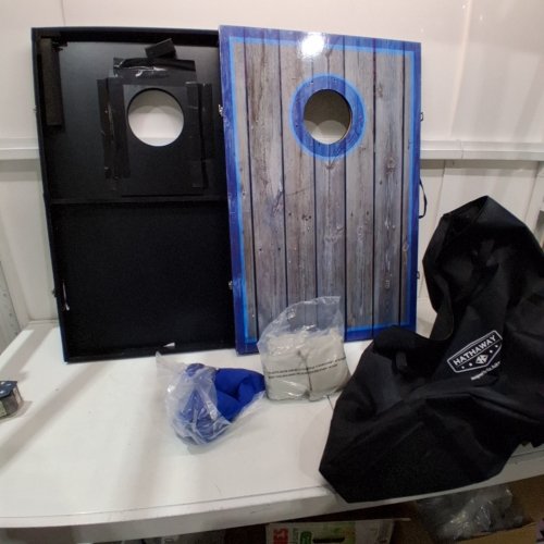 HATHAWAY SANTA CRUZ CORNHOLE SET WITH LED LIGHTS - 36" X 24" - BLACK/BLUE image 2