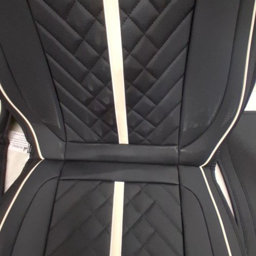 2PC TOMATOMAN UNIVERSAL WATERPROOF LEATHER FRONT SEAT COVERS COMPAYIBLE WITH TOYOTA TACOMA 2005-2026 - BLACK/WHITE image 4