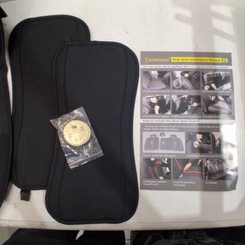 2PC TOMATOMAN UNIVERSAL WATERPROOF LEATHER FRONT SEAT COVERS COMPAYIBLE WITH TOYOTA TACOMA 2005-2026 - BLACK/WHITE image 5