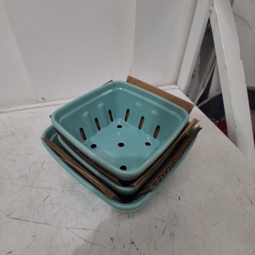 3PC OVER&BACK MULTIPURPOSE CERAMIC BERRY BASKETS SET - MULTIPLE SIZES - LIGHT BLUE (MODEL: 1901778) image 3