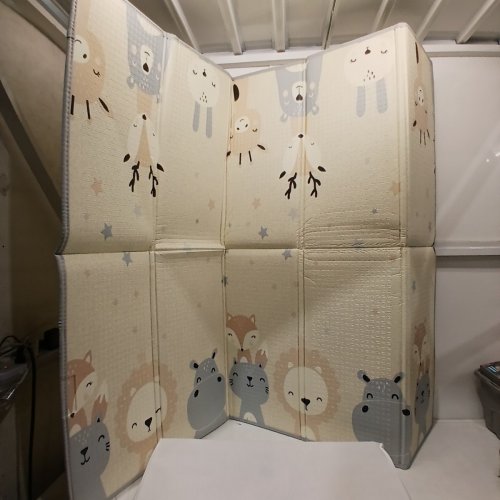 FOLDING BABY PLAY MAT - 51" X 79" - ANIMAL PRINT, BEIGE image 3