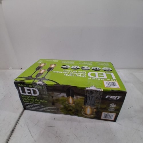 FEIT ELECTRIC WEATHERPROOF LED 24-LIGHT STRING LIGHTS WITH 2 SPARE LIGHTBULBS - 48FT - BLACK (MODEL: 1603293) image 3