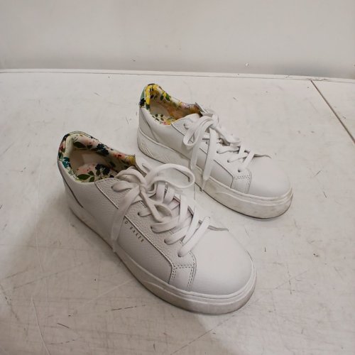 WOMENS TED BAKER MAISIE LEATHER COURT SHOES - SIZE 9 - WHITE/FLORAL (STYLE: 3756607) image 4
