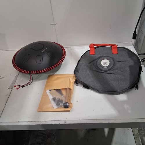 MOOZICA 14FT'STEEL HANDPAN TONGUE DRUM 17 NOTES IN D MINOR WITH OCTAVE OVERTONE DESIGN - BLACK/RED - (MODEL: HP-02) image 2