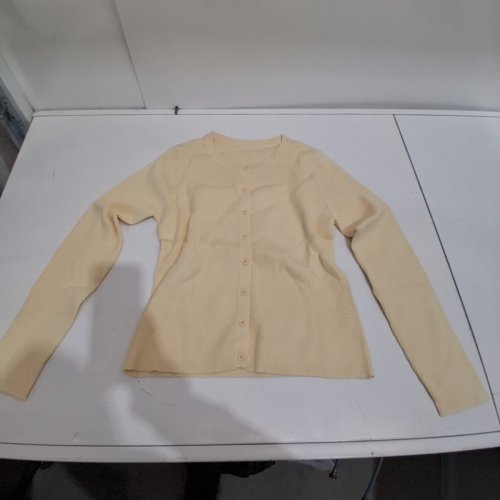 WOMEN'S LONG SLEEVE BUTTON UP CARDIGAN - LARGE - YELLOW image 2