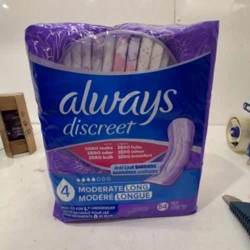 54PK ALWAYS DISCREET 4 MODERATE LONG PADS FOR BLADDER LEAKS image 2