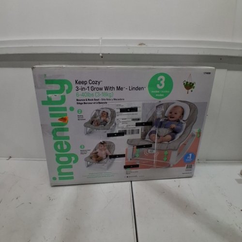 INGENUITY KEEP COZY 3-IN-1 GROW WITH ME VIBRATING BABY BOUNCER SEAT & ROCKER - 6-40LBS - LINDEN (MODEL: 17499) image 4