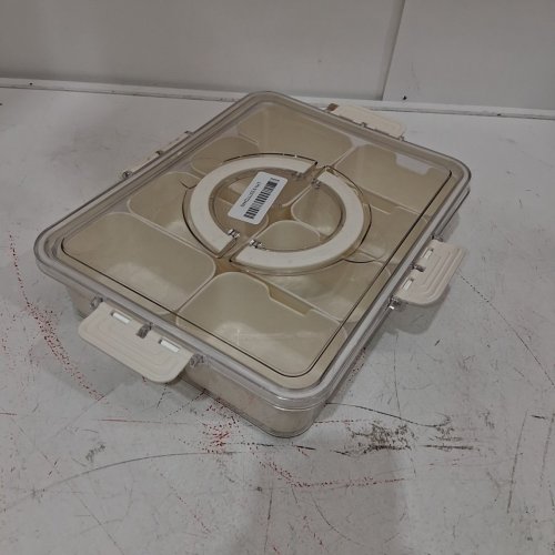 ZEENING PORTABLE FOOD STORAGE CONTAINER WITH HANDLES AND 8 SNACK COMPARTMENTS - 11" X 8" - CLEAR/WHITE image 2