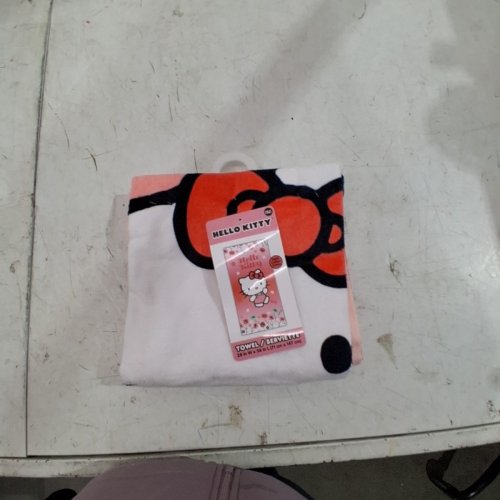 SANRIO HELLO KITTY BEACH TOWEL - 28" X 58" - CORAL, BLACK AND WHITE (STYLE: 8B009J) image 3