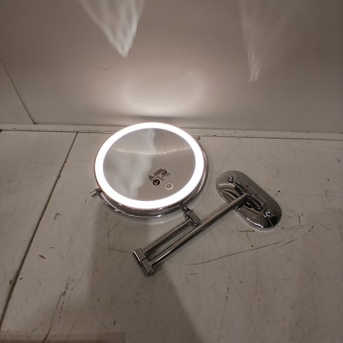 AUXMIR WALL-MOUNTED DOUBLE-SIDED RECHARGEABLE LED MAKE-UP MIRROR WITH EXTENDABLE ARM & 3-DIMMABLE LIGHT COLOUR MODES - 8" - 30X MAGNIFICATION - 360° SWIVEL - SILVER/CHROME (MODEL: X-8CB) image 2