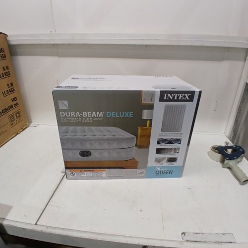 INTEX DURA-BEAM DELUXE SUPREME AIR-FLOW AIR MATTRESS WITH BUILT-IN ELECTRIC PUMP - 20" QUEEN - GREY (MODEL:64489ED) image 3