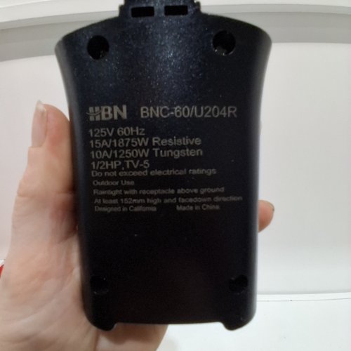 HBN OUTDOOR LIGHT SENSING COUNTDOWN TIMER WITH REMOTE CONTROL - 125 V; 15A/1875W RESISTIVE; 10A/1250W TUNGSTEN; 1/2 H/P - BLACK (MODEL: BNC-60/U204R) image 3