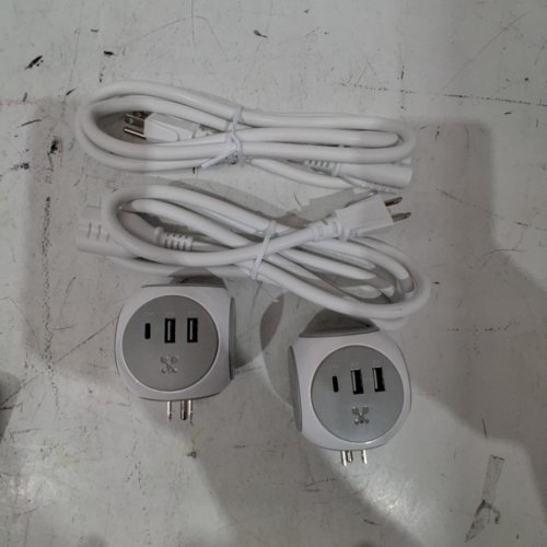 2PK ATOMI POWER CUBE WITH 3AC OUTLETS + 3 SMART USB PORTS - 5FT - WHITE (MODEL: 1816703) image 3