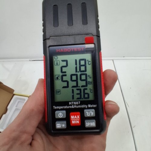 HABOTEST 4-IN-1 HYGROMETER MEASURING DEW POINT TEMPERATURE AND WET BULB WITH DATA HOLD FUNCTION - BLACK/RED (MODEL: HT607) image 2