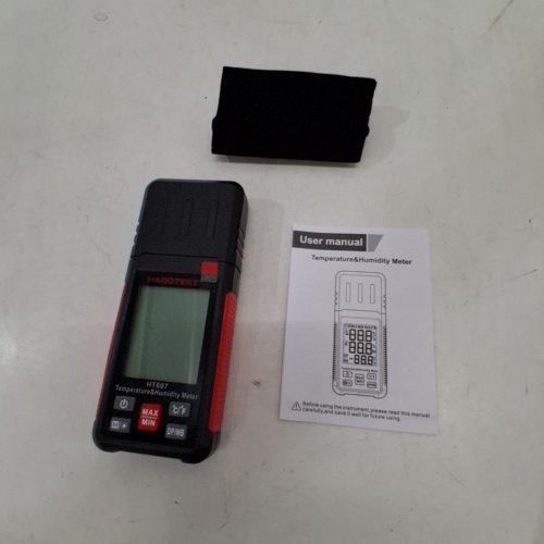 HABOTEST 4-IN-1 HYGROMETER MEASURING DEW POINT TEMPERATURE AND WET BULB WITH DATA HOLD FUNCTION - BLACK/RED (MODEL: HT607) image 3