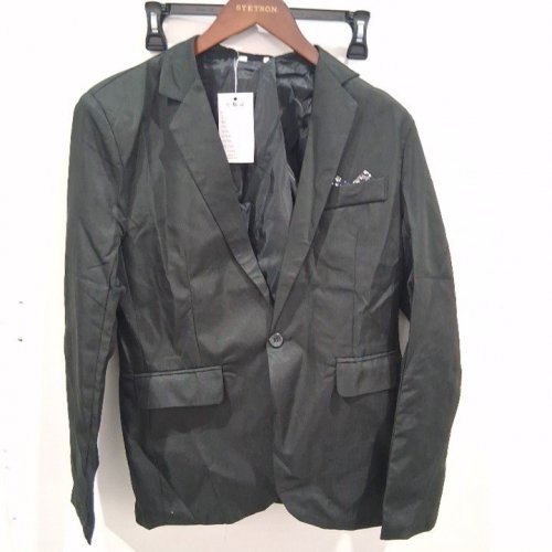 BOY'S BLAZER JACKET WITH FAUX POCKET SQUARE - EXTRA LARGE - BLACK image 2