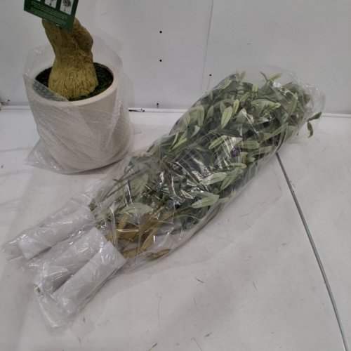 REALEAD ARTIFICIAL FAUX POTTED OLIVE SILK TREE WITH BRANCHES AND FRUITS - 5FT - WHITE image 3