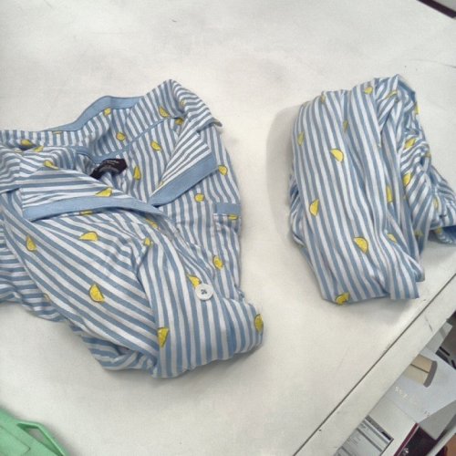 2PC WOMENS KATE SPADE SHORT SLEEVE SOFT PAJAMA SET - SMALL - BLUE/YELLOW (STYLE: 1969525) image 2