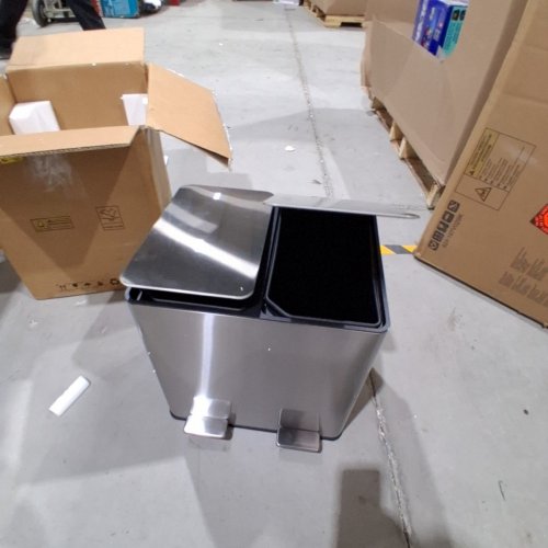 GARVEE RECTANGULAR DUAL TRASH CAN STAINLESS STEEL STEP TRASH CAN WITH REMOVABLE INNER BUCKETS, SOFT-CLOSE LID, AIRTIGHT - 30L (15L/EACH) - SILVER (MODEL: PHK_33ETADGA) image 2