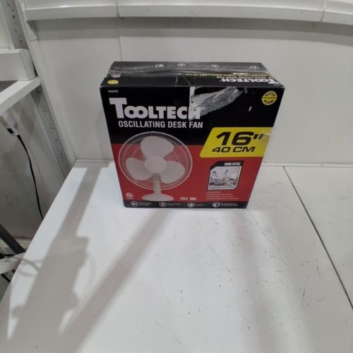 TOOLTECH 16" 3-SPEED INDOOR OSCILLATION DESK FAN - WHITE (MODEL: 100076) image 5