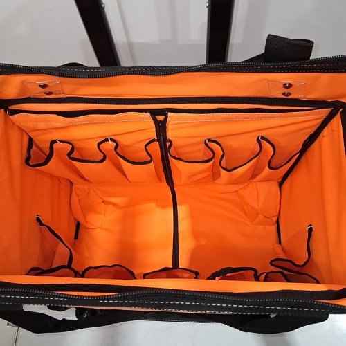 ROLLING TOOL BAG 27 POCKETS HEAVY DUTY ROLLER TOOL BAG ON WHEELS - 110LBS MAX | 17" - ORANGE / BLACK - (MODEL: GH07 ) image 3
