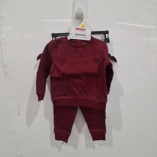 2PC BABY'S HUGGIES LONG SLEEVE SWEATSHIRT AND PANTS SET - 24M - BURGUNDY (STYLE: 52D044-PFP) image 2
