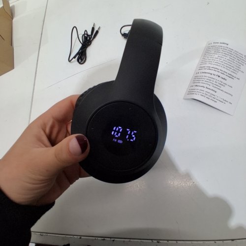 FM RECEIVER FOLDABLE RADIO HEADPHONES - BLACK image 2