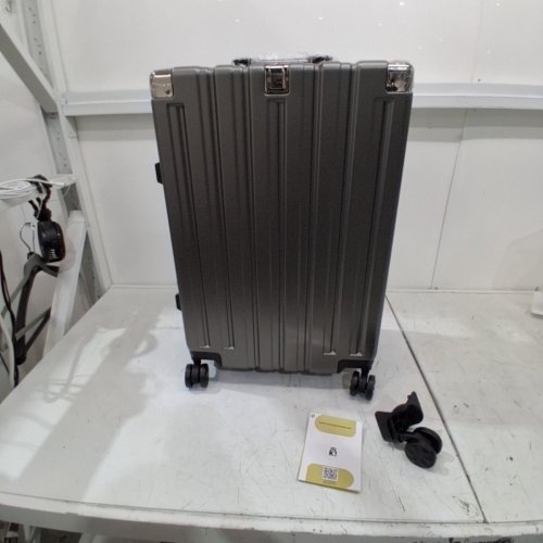 KRUTE CHECKED LUGGAGE ALUMINUM FRAME SUITCASE WITH WHEELS PC ABS HARDSIDE ZIPPERLESS - 24" - GREY - (MODEL: KT8888-U) image 3