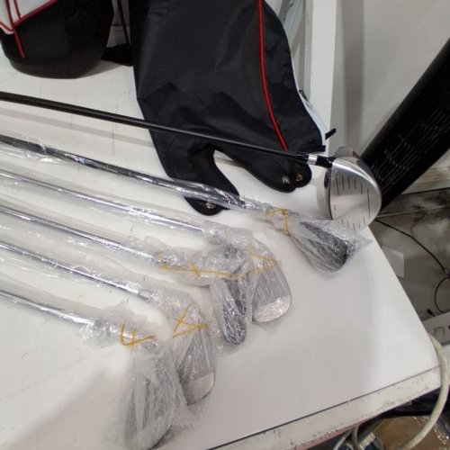 7PC TIVOR GOLF CLUBS SET WITH DRIVER, HYBRID, 7 IRON, 9 IRON, SAND WEDGE, PUTTER & STAND BAG - LEFT-HANDED - GREY/BLACK/RED image 3