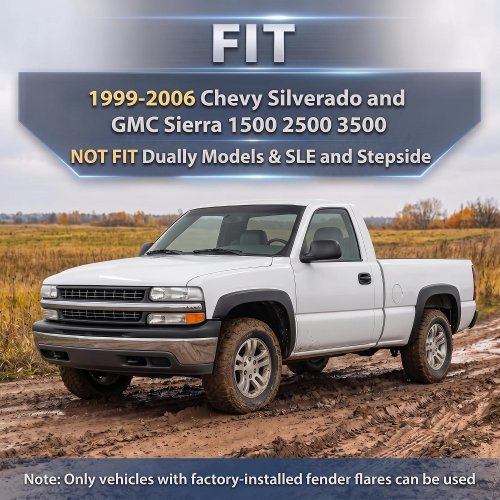 4PC ORVAK FENDER FLARES FOR 1999-2006 CHEVROLET SILVERADO/SIERRA - BLACK image 2