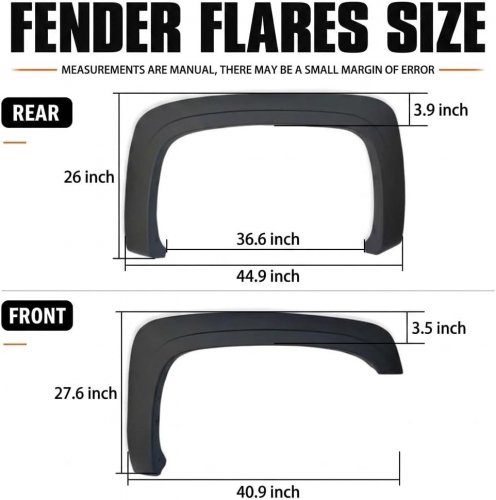 4PC ORVAK FENDER FLARES FOR 1999-2006 CHEVROLET SILVERADO/SIERRA - BLACK image 3
