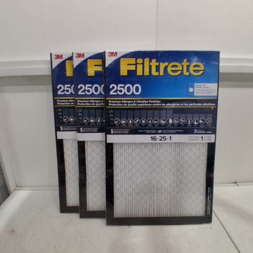 3 3M FILTRETE ALLERGEN AND ULTRAFINE PARTICLES REDUCTION AIR FILTER MPR 2500 - 16" X 25" X 1" - WHITE/BLACK (MODEL: EAX01-4) image 2