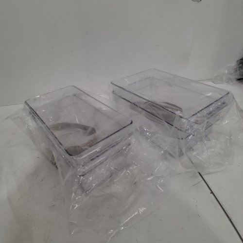 4PC MAINSTAYS REFRIGERATOR STORAGE BIN SET - SMALL: 6" X 12" X 4" / LARGE: 8" X 12" X 4" - CLEAR image 3