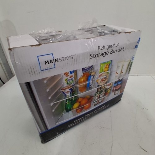 4PC MAINSTAYS REFRIGERATOR STORAGE BIN SET - SMALL: 6" X 12" X 4" / LARGE: 8" X 12" X 4" - CLEAR image 4