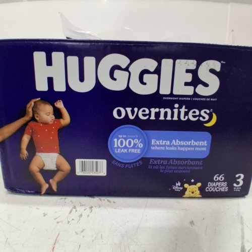 66PK HUGGIES OVERNITES NIGHT TIME DISPOSABLE DIAPERS - SIZE 3 image 2