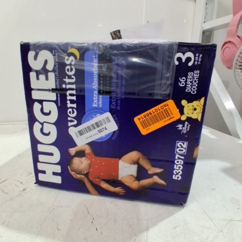 66PK HUGGIES OVERNITES NIGHT TIME DISPOSABLE DIAPERS - SIZE 3 image 3