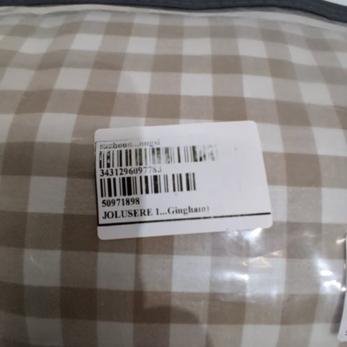 3PC JOLUSERE GINGHAM VINTAGE CHECKERED RUFFLE DUVET COVER BEDDING SET - QUEEN - TAUPE/WHITE PLAID image 2