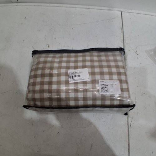 3PC JOLUSERE GINGHAM VINTAGE CHECKERED RUFFLE DUVET COVER BEDDING SET - QUEEN - TAUPE/WHITE PLAID image 3