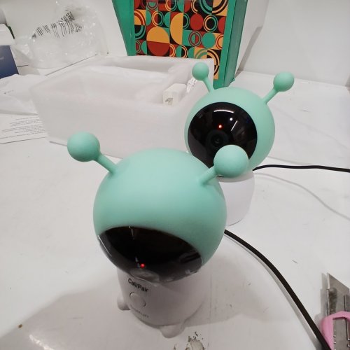 2PK BOIFUN WIFI VIDEO BABY MONITOR CAMERA - 2 K HD 360° ROTATION, NIGHT LIGHT, AUTO TRACKING, AI MOTION & SOUND DETECTION, PHONE APP CONTROL, 3000 MAH BATTERY, 2-WAY AUDIO - WHITE/TEAL (MODEL:BABY 6T) image 2