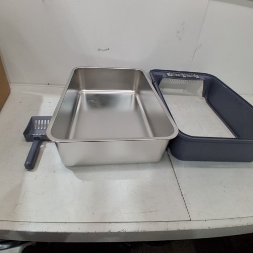 STAINLESS STEEL SIFTING LITTER BOX WITH SCOOP -BLUE image 2