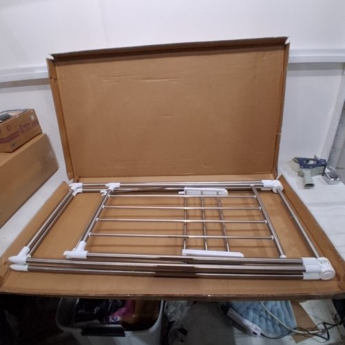 SONGMICS CLOTHES DRYING RACK - FOLDABLE FOR EASY STORAGE - 22" X 58" X 39" - SILVER/WHITE image 2