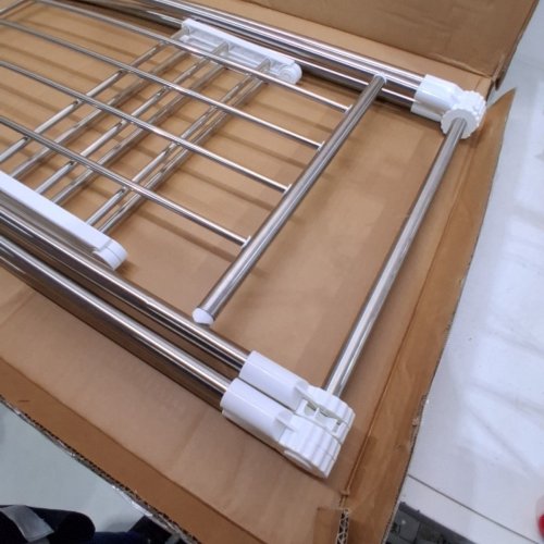 SONGMICS CLOTHES DRYING RACK - FOLDABLE FOR EASY STORAGE - 22" X 58" X 39" - SILVER/WHITE image 3