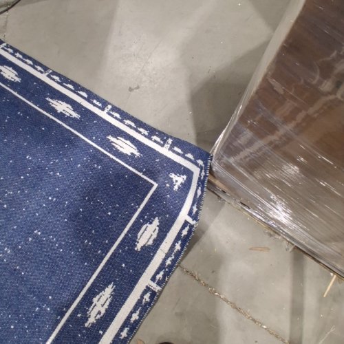 THRESHOLD IKAT WOVEN INDOOR AREA RUG - 5FT X 7FT - BLUE AND WHITE image 5