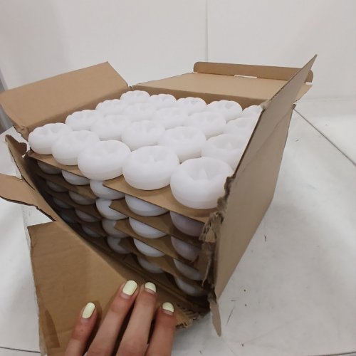 100PK LED FLOATING FLAMELESS WATERPROOF CANDLES - 2" - WHITE WITH WARM WHITE LIGHT image 3